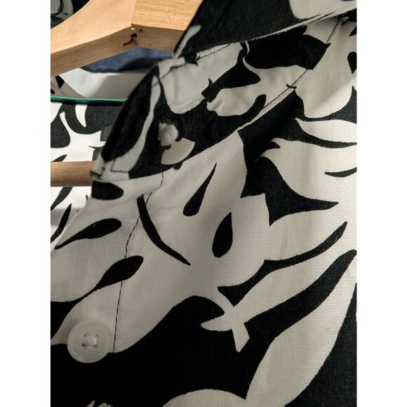 Talbots Black White Leaf Sleeveless Top Wrinkle Resistant Womens Size 12 *READ - Picture 4 of 7